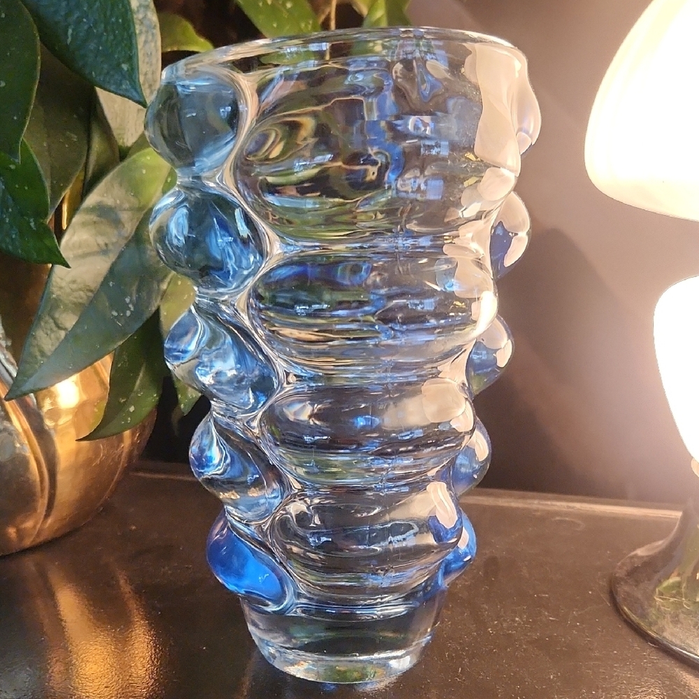 1960’s Blue Bohemian Glass Vase Vladislav Urban for Hermanova Hut Sklo Union